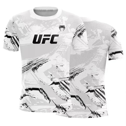 Men's T-shirt Fashion Quick Drying Casual Breathable O-neck Short Sleeve Tops Hot Summer Selling UFC Boxing Fighting Competition