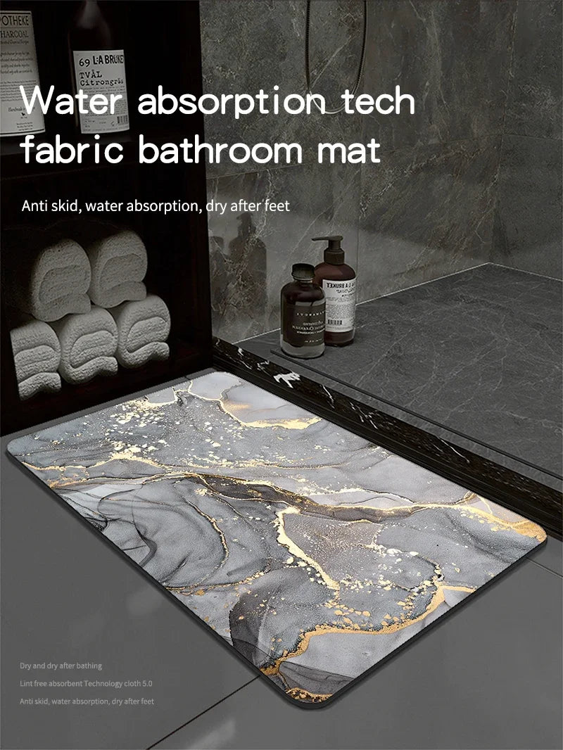 VIKAMA Premium Diatomaceous Earth Bathroom Mat - Absorbent Quick-Dry Anti-Slip Foot Rug for Shower Area Home Decor