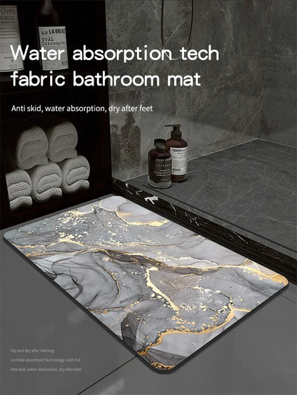 VIKAMA Premium Diatomaceous Earth Bathroom Mat - Absorbent Quick-Dry Anti-Slip Foot Rug for Shower Area Home Decor