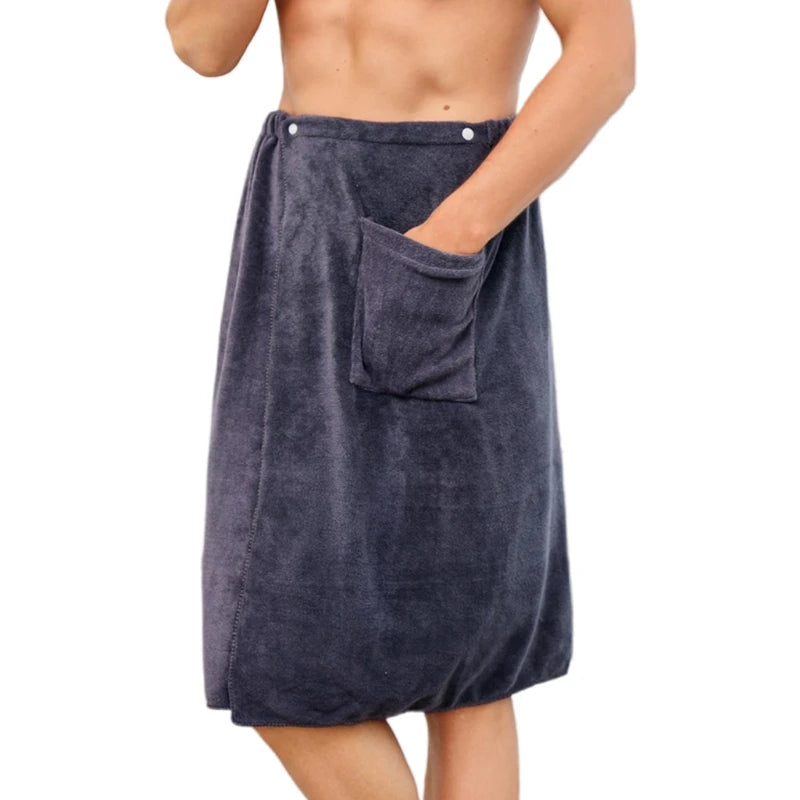 Man Wearable Bath Towel with Pocket Swimming Beach Towel Blanket Men Spa Shower Bath Wrap Towel 70x140cm A0KC