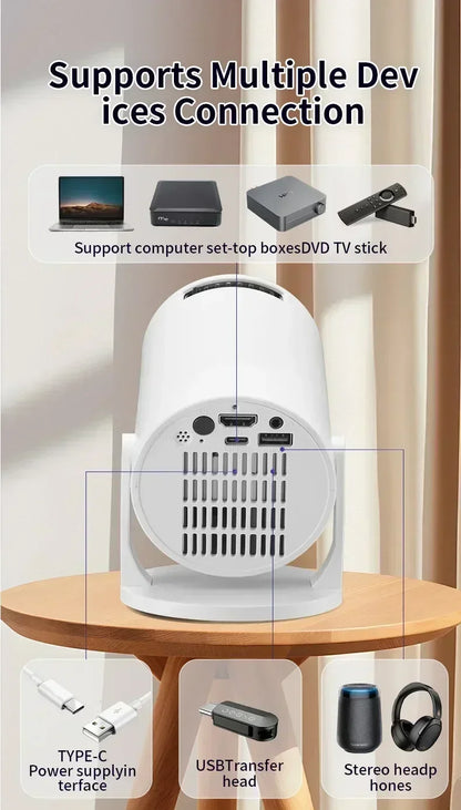 2026 New Mini HY300 Projector Android 13 4K Supported Native 1080P WiFi Bluetooth Home & Outdoor Movie Projector For Bedroom