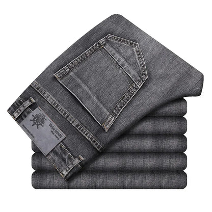 Tunna stretchiga denimjeans för män
