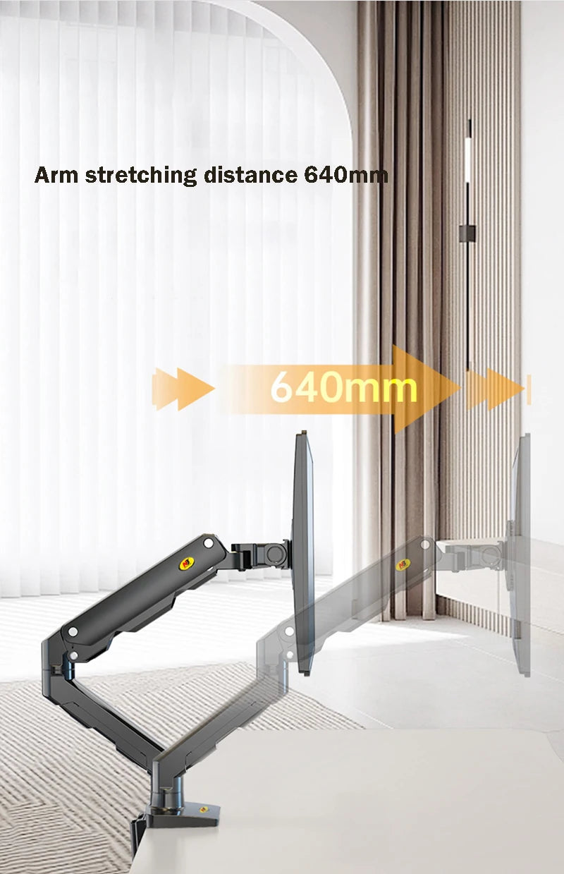 NB G55 Mechanical Spring Arm 27-34 Inch Dual Arc Screen Desktop Monitor Holder 5-16kgs Ultra Wide Monitor Mount with USB Port