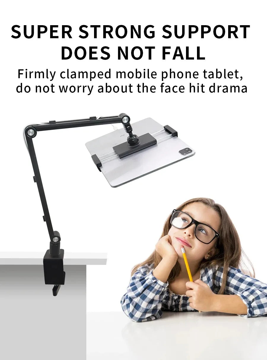 2025 Tablet Stand Holder for Ipad,Portable Monitor Stand Desk Mount for 15.6'' 16'' Screen,Aluminum Long Arm with Rotating