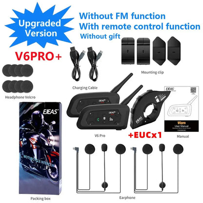 EJEAS V6 Pro+ MC-hjälmintercom – Bluetooth 5.1, 800m, IP67, 6 Ryttare