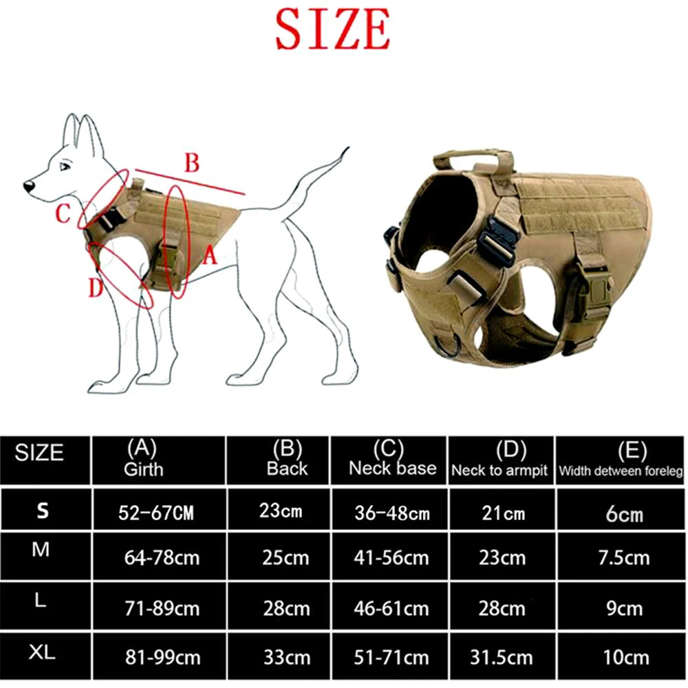 Taktisk Militärhundsele & Koppelset – För Schäfer, Golden Retriever & Stora Raser, S–XL