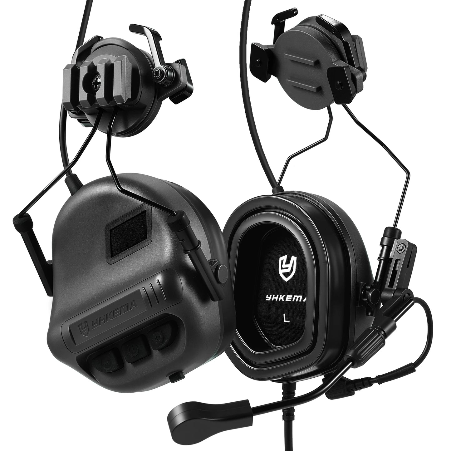 E80 Tactical Shooting Headset Electronic Hearing Protection with Kenwood 2 Pin PTT Adapter for Outdoor Hunting