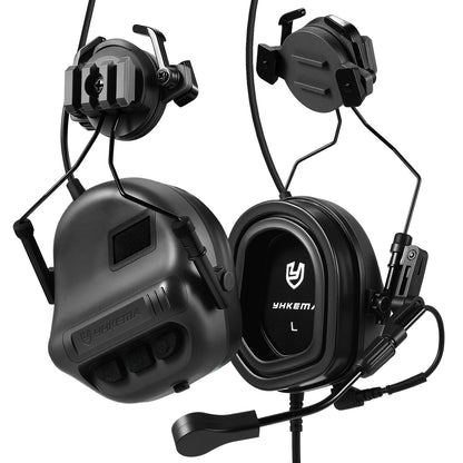 E80 Tactical Shooting Headset Electronic Hearing Protection with Kenwood 2 Pin PTT Adapter for Outdoor Hunting
