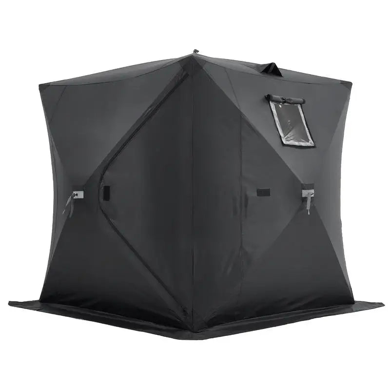 Ice Fishing Shelter, 2.3 X 2.3 X 2 M, Portable Pop-Up Fishing Tent for 3-4 Persons, Waterproof 300D Oxford Fabric, with Anchors, Ropes, Carry Bag, for Winter Fishing, Black