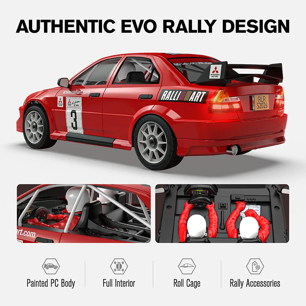 1/7 RC Rally Car 4WD For Mitsubishi Lancer EVO 6.5 Competition Grade Brushless High Speed RTR Remote Control Racing Vehicle