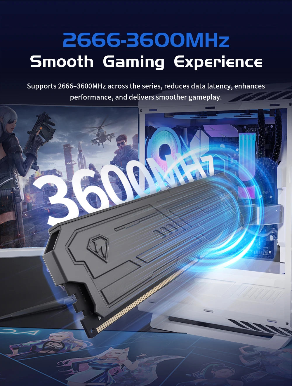 Netac Memory RAM 8G 16G 8Gx2 16Gx2 DDR4 288Pin UDIMM 3200MHz 3600MHz Support XMP2.0 DDR5 4800MHz Dual Channel RAM for Desktop PC
