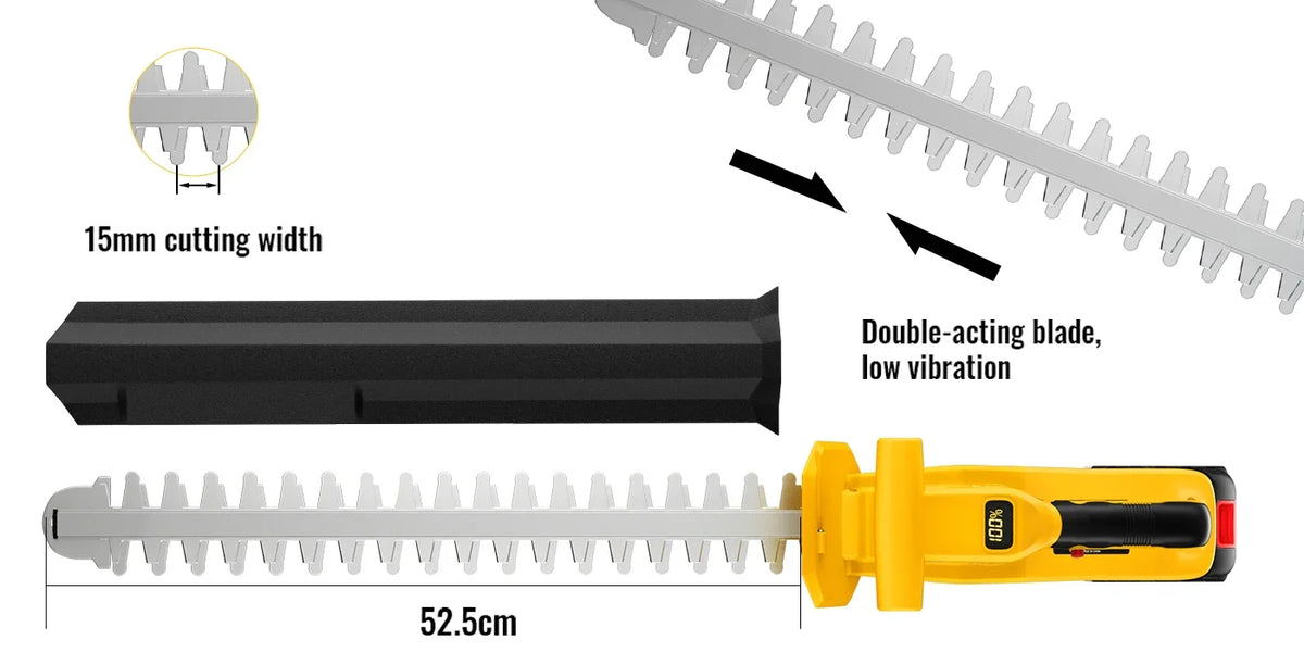 CONENTOOL 20 tum elektrisk häcksax sladdlös busk- och häcksax 25000 varv/min med 2 st 4,0 Ah batterier kompatibel med Makita 18V batteri