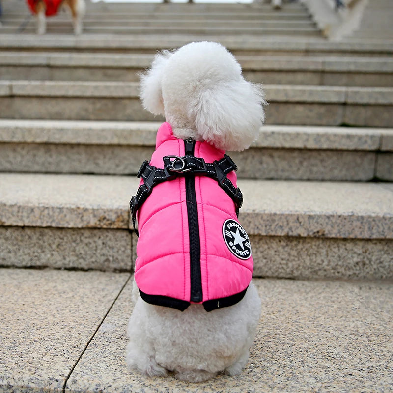 Waterproof Warm Dog Jacket Vest Winter Dog Clothes With Harness French-Bulldog Coat Pet Costume for Small Large Dogs Chihuahua
