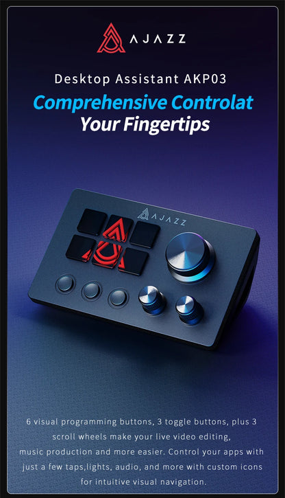 AJAZZ AKP03 Desktop Control Panel, Programmable Keypad for Stock Trading Live Streaming Audio Mixing, Shortcut Controller