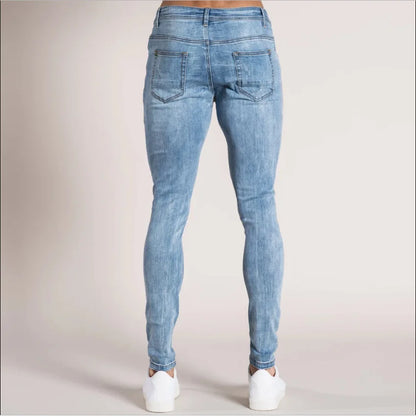Denim Pant Men Jeans Vintage Pencil Pants High Waist Distressed Washed Hole Sheath Trousers Y2k Streetwear Casual 2026 Spring