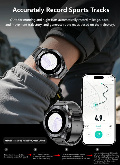 2026New Men's Outdoor Sports Smartwatch GPSTrack 1000mAh Battery Heart Rate Monitor 100+Sport Mode IP67 Waterproof Smart Watches
