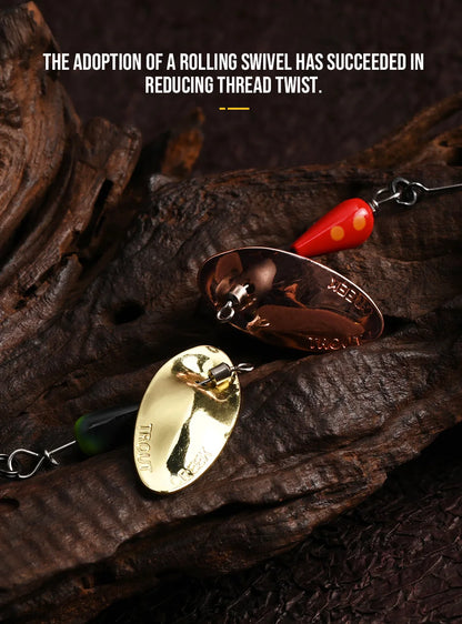 BLUX AR-S Rotating Spinner Metal Lure 2.1g/3.5g Single Hook Artificial Bait Copper Blade Spoon Stream Area Trout Fishing Lure