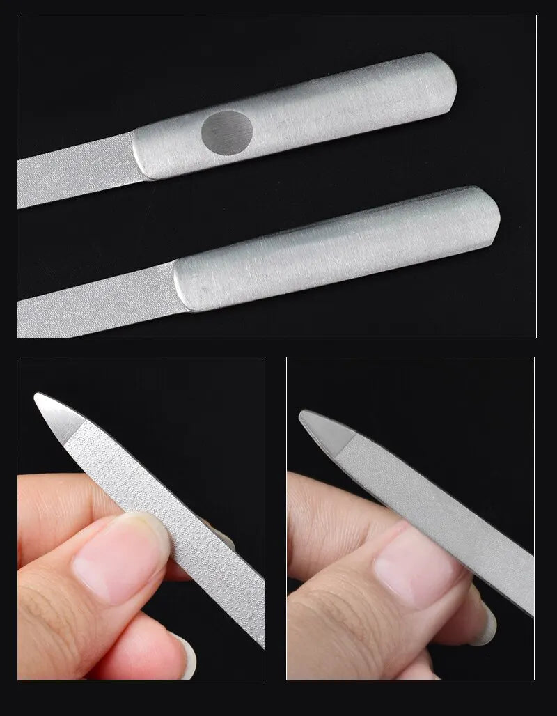 Mix 3 Size Nail File Stainless Steel Professional Exfoliating Double Sides Sandpaper For Professional Finger Toe Nail Care Tools