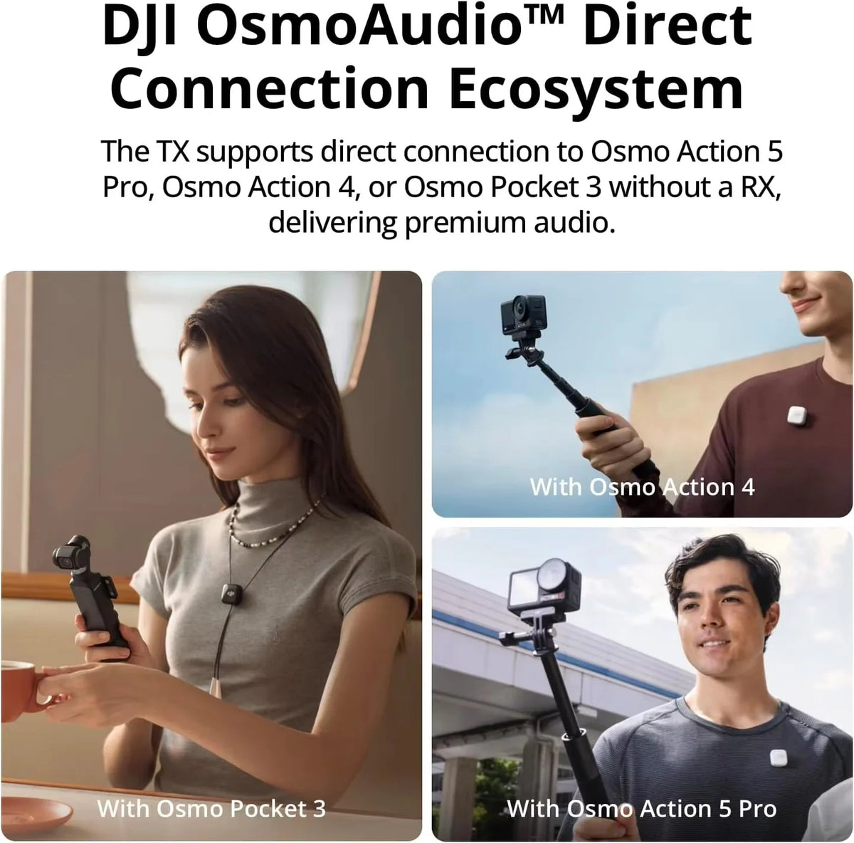 DJI Mic Mini trådlös streamingmikrofon för mobil – brusreducering och flera set