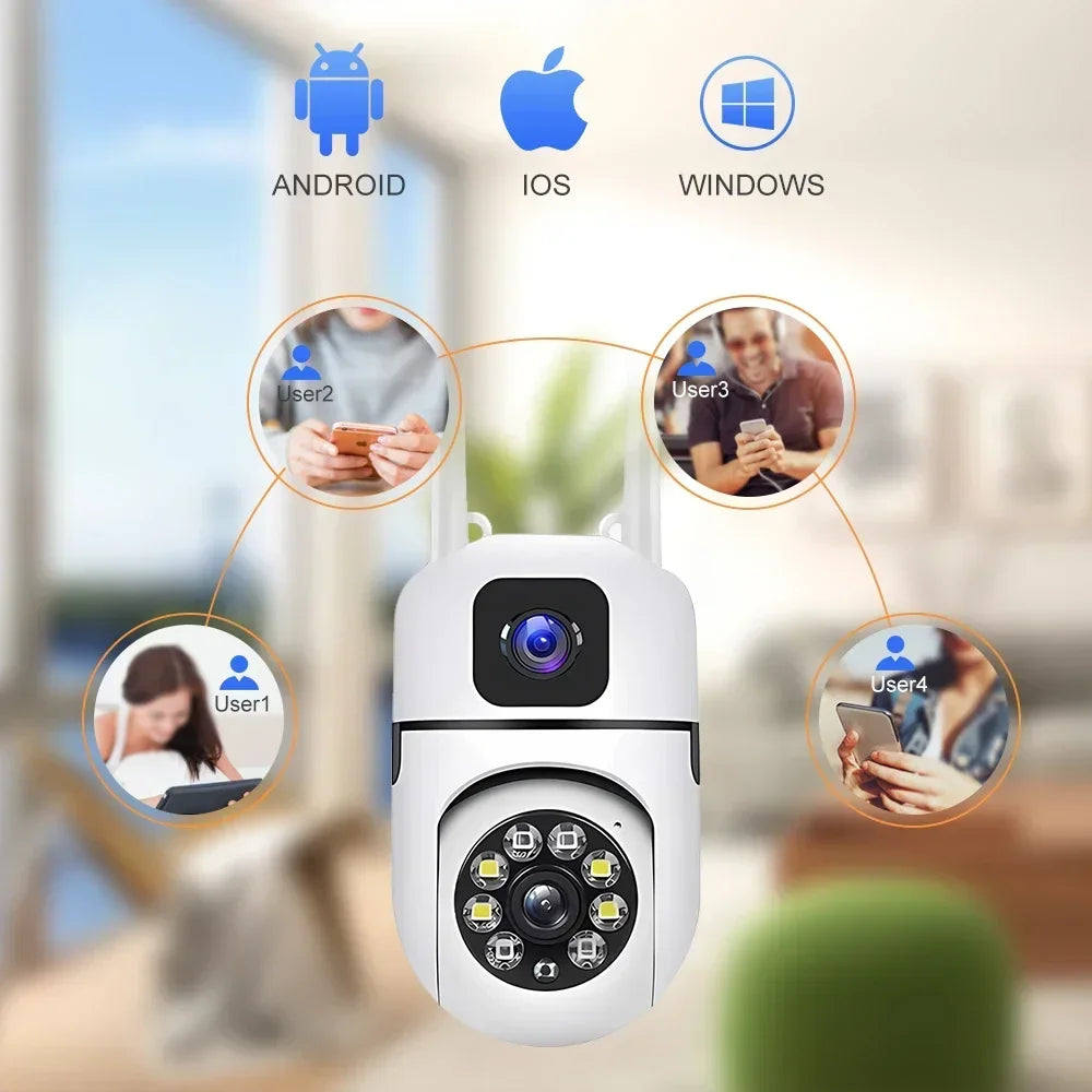 WiFi IP Camera Security Protection Dual Lens Dual Screen Wireless Indoor Monitor Auto Track PTZ CCTV Video Surveillance V380 Pro