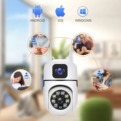 WiFi IP Camera Security Protection Dual Lens Dual Screen Wireless Indoor Monitor Auto Track PTZ CCTV Video Surveillance V380 Pro