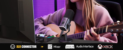 MAONO PD100X Dynamic Microphone. Software Noise Reduction Included. RGB Gaming Mic. Enhances Gaming Experience. Ideal for Record