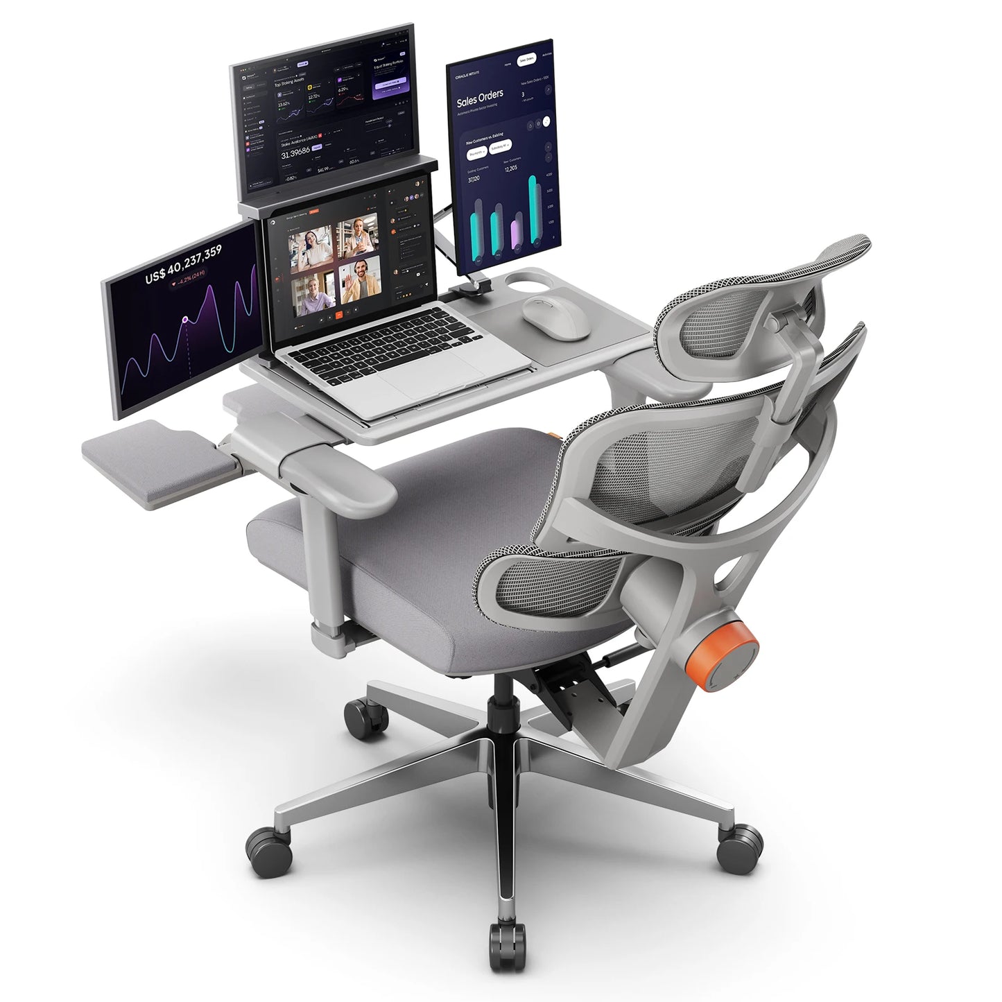 NEWTRAL NT002 Ergonomic Chair with Desktop,Adaptive Lower Back ,Footrest 4 Recline Angle Adjustable Backrest Armrest Headrest