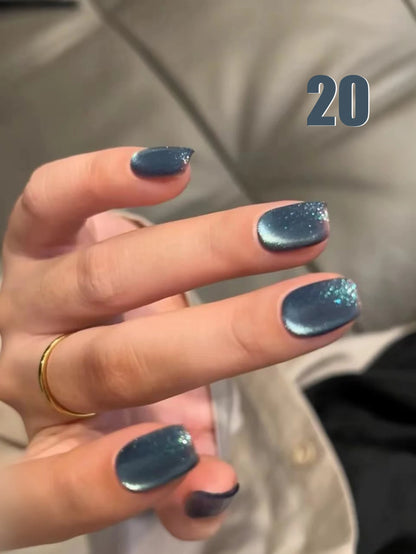 MIANEL 12ML Hibiscus Purple Cat Eye Gel Nail Polish Super Whitening Glass Beads Cat Eye Nails Purple Nials Blue Nails 1-12PCS