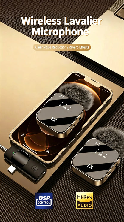 KEBIDUMEI 3 in 1 Wireless Lavalier Microphone Dual Noise Reduction Mini 1 to 2 Mic for Living Broadcast Gaming Video Recording