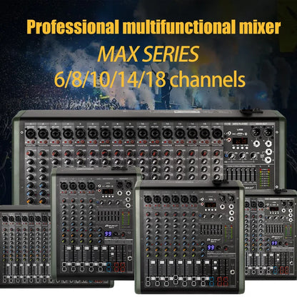 FUHAM MAX-seriens ljudmixer med mikrofon- och hörlursutgång