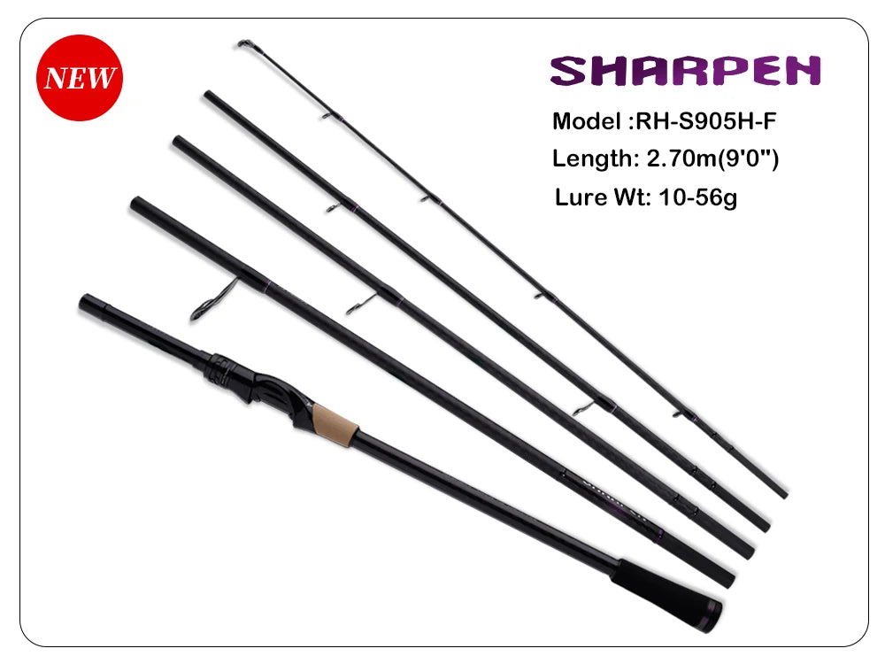 PURELURE SHARPEN Travel Soft Lure Long Spinning and Casting XF/MF Action Rods FUJI Components Bass Pike Rod Fishing Rod Reel