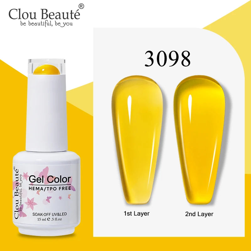 Clou Beaute Semi-transparent Jelly Color UV Gel Manicure Gel Nail Nail Supplies For Professionals Semi-permanent Varnish 15ml