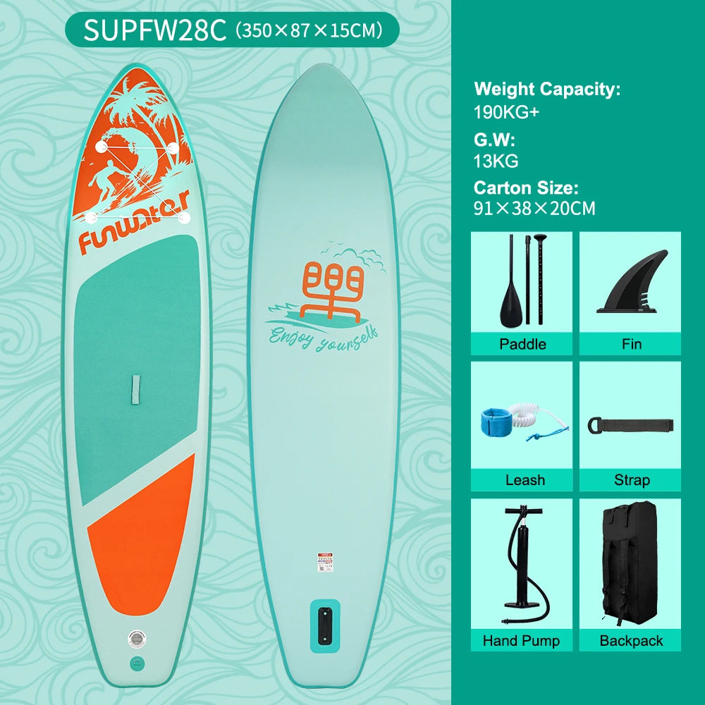 FunWater uppblåsbart SUP-bräde med tillbehör – flera storlekar