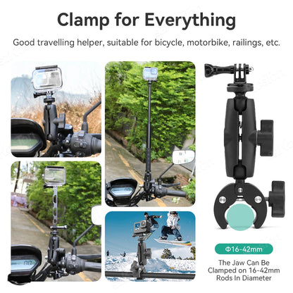 For Insta 360 X5 X4 X3 GO 3S Motorcycle Bicycle Clip Bracket for GoPro 13 12 11 DJI Action 6 Bike Selfie Stick Camera Accessory