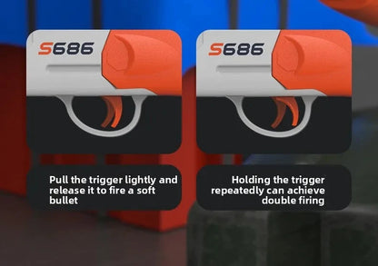 Dubbelpipigt Airsoftgevär S686 Leksaksvapen med Mjuka Skott