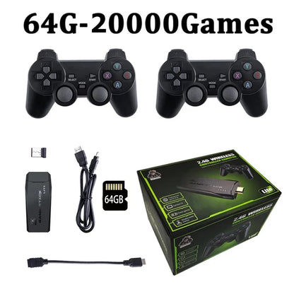 Retro Spelkonsol M8 Game Stick 64GB – 20 000 Spel 4K HDMI 2 Trådlösa Kontroller PS1/SNES/NES/GBA TV & PC