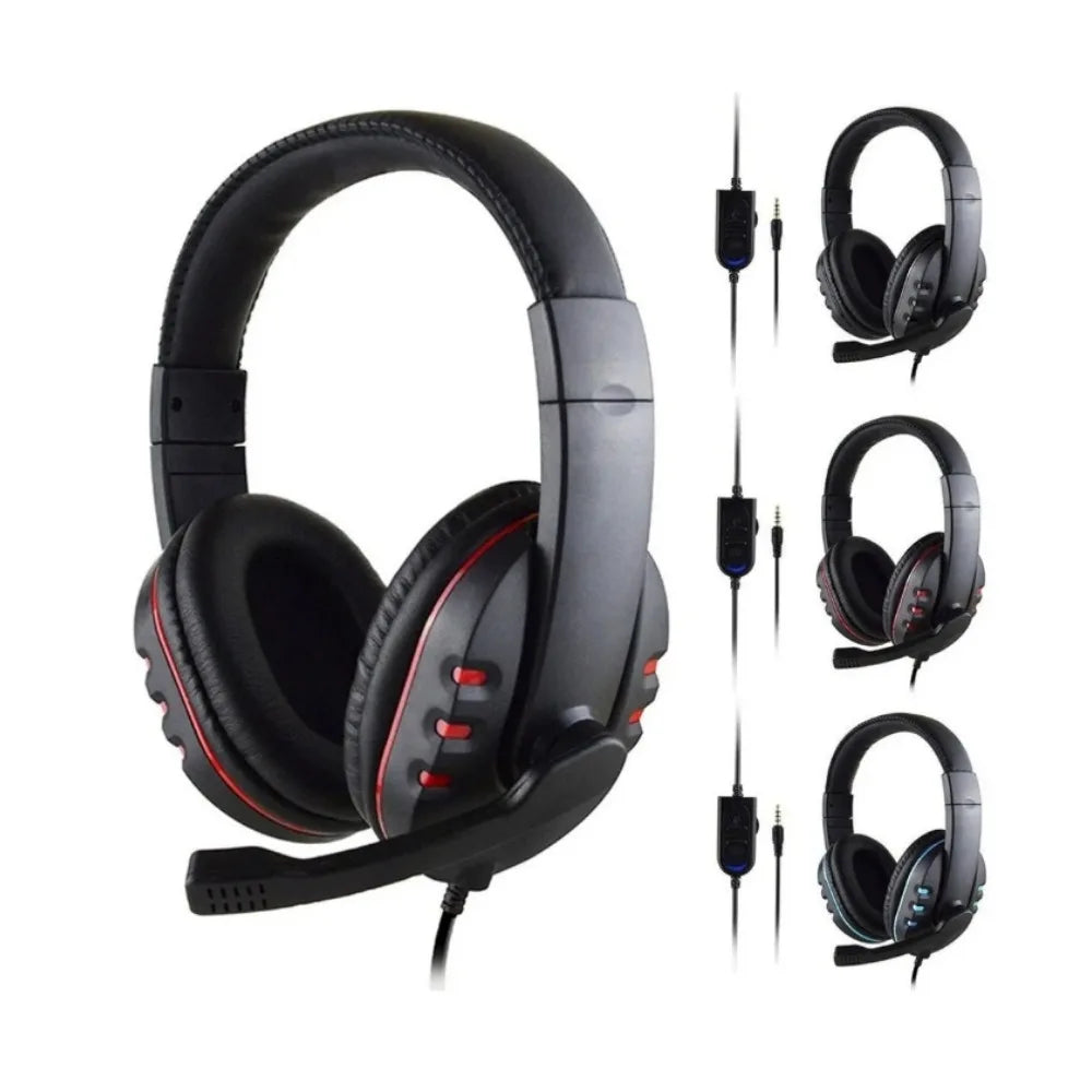 DIXSG Gaming Headset 3,5mm – Over-Ear Aktiv Brusreducering HD-mikrofon PS4 PC Smartphone Blå Röd