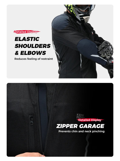 Motorcycle Riding Jacket Summer Breathable Men Women with 7Pcs Set CE Protective Gear Soft Mesh Body Protector Moto  Equipment