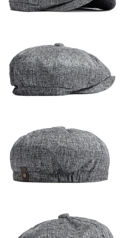 HT4668 Beret Cap Spring Summer Sun Hat Men Women Retro Artist Painter Linen Beret Hat Male Female Octagonal Flat Cap Mens Berets