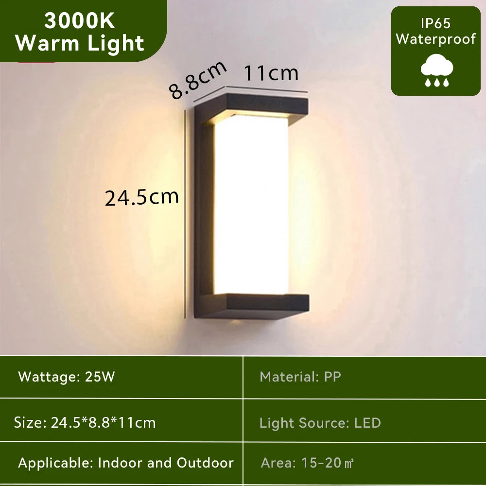 Vattentålig LED Vägglampa Utomhus & Inomhus – 110V/220V, Varmvit/Kallvit, Trappa, Balkong & Trädgård