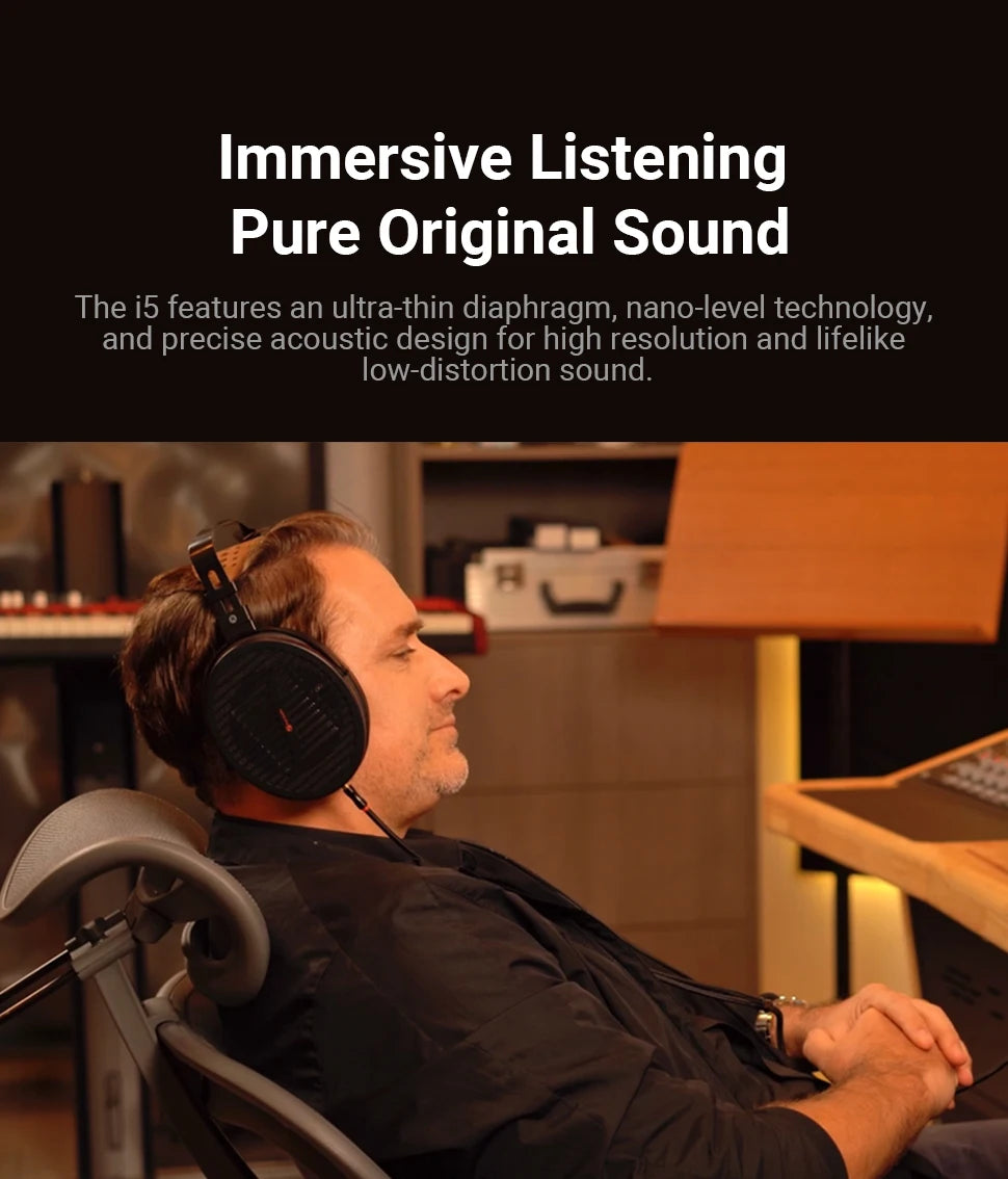 Fosi Audio i5 öppna over-ear-hörlurar med 97 mm planmagnetiska element