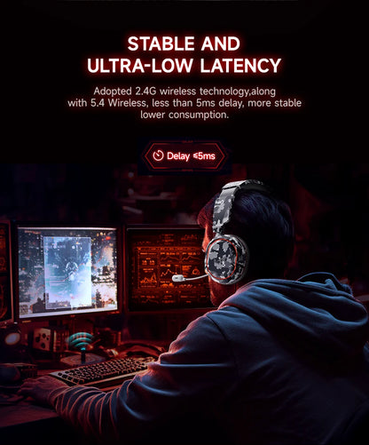 Picun G2 Trådlöst Gaming Headset – Bluetooth 2.4GHz 7.1 Surround 5ms ENC 100h 1000mAh AAC CE/FCC/RoHS PS4 PS5 PC Switch