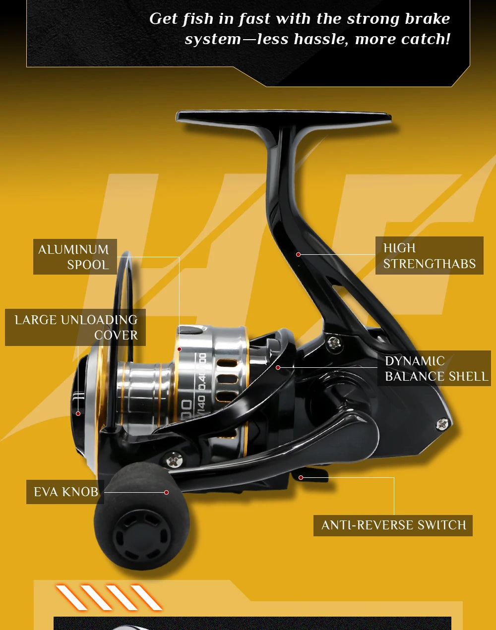 Rooblinos HE Spinning Reels Ultralight Metal 5.2:1 Gear Ratio 1000-7000 Saltwater Or Freshwater Big Max Drag Fishing Reels