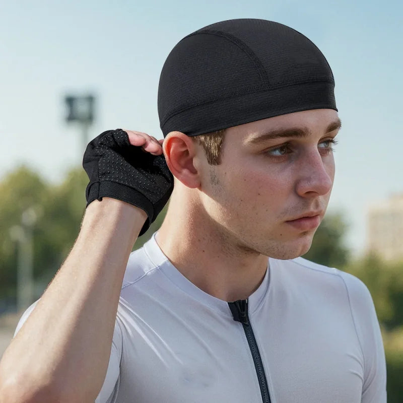 Men Women Quick Dry Breathable Mesh Skull Beanie Cap Sweat Absorbent Sports Cap Under Helmet Liner Moisture Wicking Cycling Hat