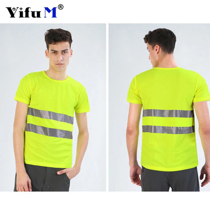 DIY Logo Outdoor Sports Fluorescent High Visibility Safety Work Shirt Breathable Work T Shirt Reflective Vest T-shirt Quick Dry