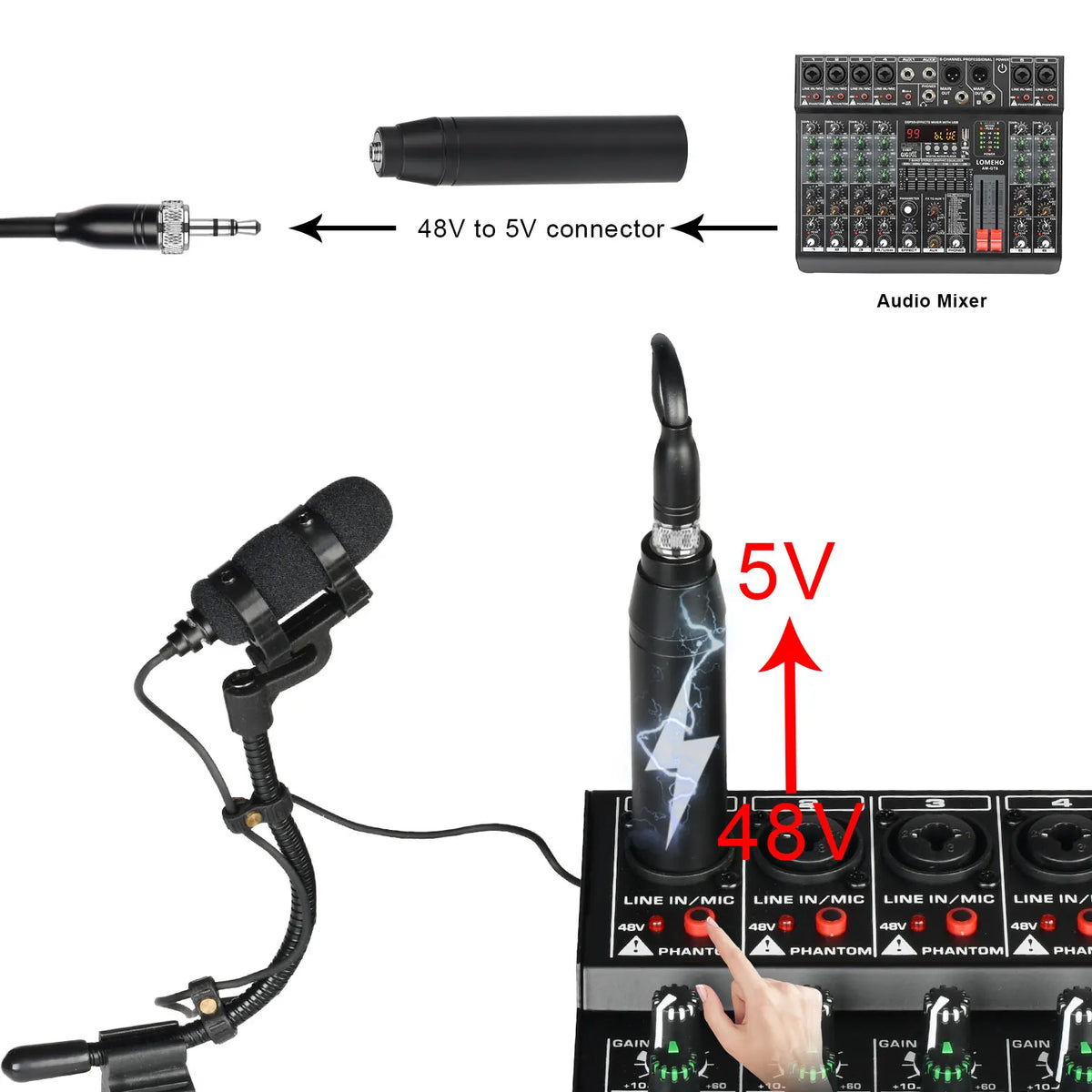 Professional 3 Pin 4 PIN XLR Violin Microphone 3.5mm Portable Condenser Musical Instrument Mic for Wind Sax Piano Clarinet IM-22