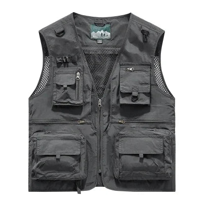 Fishing Vest Breathable Fishing Travel Mesh Vest with Zipper Pockets Summer Work Vest for Outdoor Activities