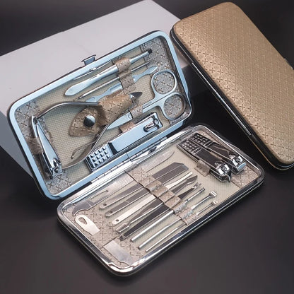 19pcs/set Manicure and Pedicure Tool Set with Storage Box Portable Foot Care Set, Suitable for Women Men Travel Home Salon Gifts