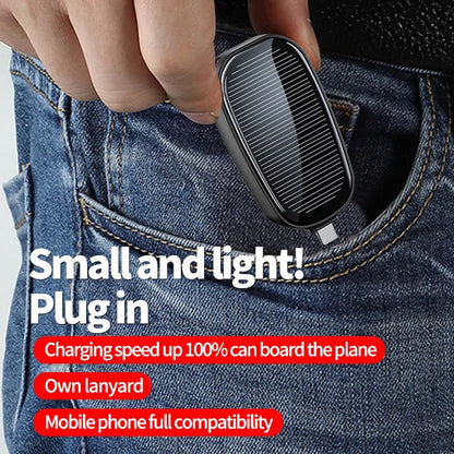 Lenovo 1200mAh Solar Mini Power Bank Key Ring Portable Charger Compact Outdoor Camping External Battery Emergent Phone Powerbank