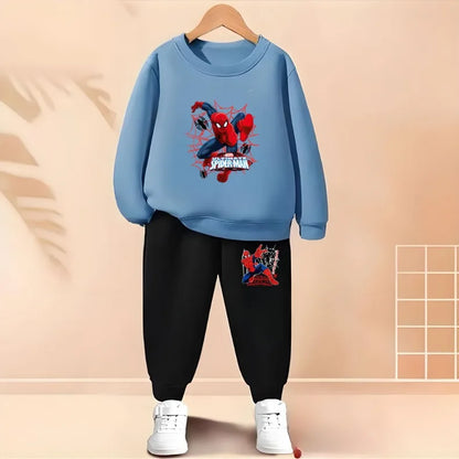 2026 Spring Autumn Children's Hoodies Sets Boys Cartoon print Pullover and Long Pants Two Piece Set Kids Casual Thin Tracksuit